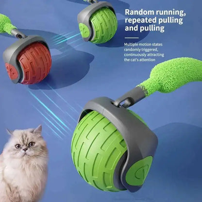 Interactive Rolling Cat Toy with Tail – USB Rechargeable Smart Ball, Dual-Speed Automatic Play