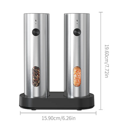 2-Pack USB Rechargeable Electric Salt & Pepper Grinder Set, Adjustable Coarseness, LED Light, Type-C Charging
