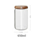 KEMORELA Transparent Food Storage Container Jar Acacia Wood Round Tea Jar Dried Fruit Snacks Kitchen Glass Sealed Storage Jar