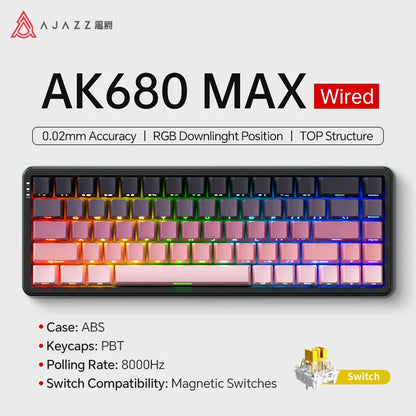 68-Key Hot-Swappable Mechanical Bluetooth & USB Compact Gaming Keyboard with RGB Backlight