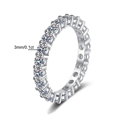 5mm D Color Moissanite Row Ring 925 Sterling Silver Diamond Wedding