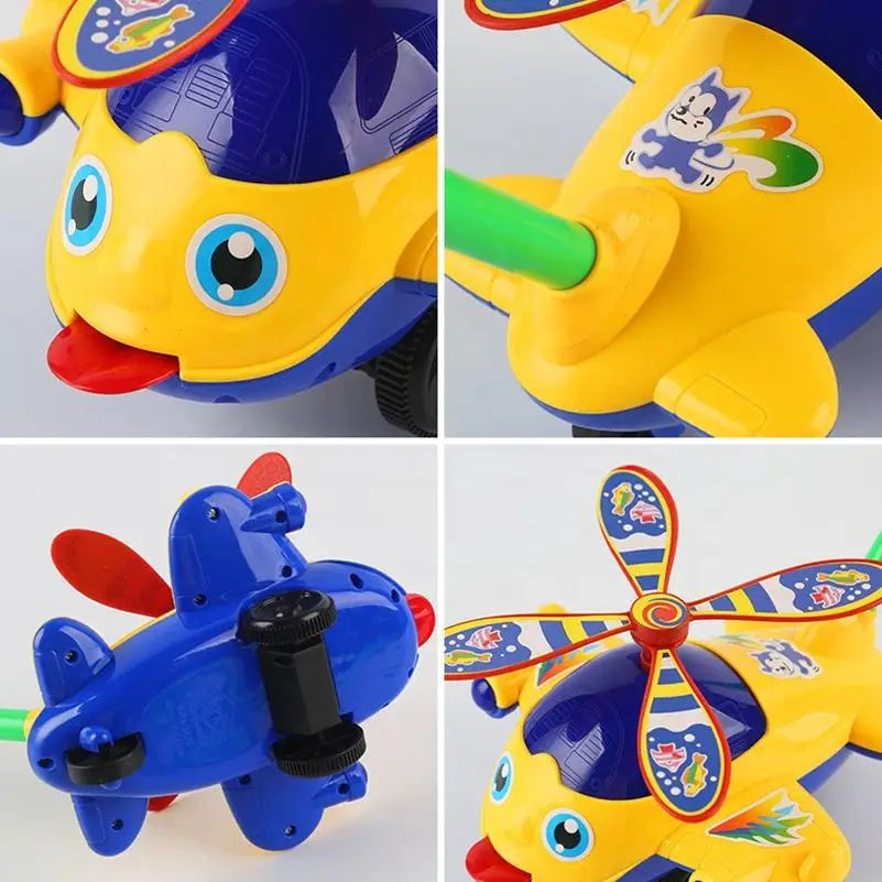 Outdoor Push-Along Baby Walker Plane Car Toy – Hand-Push Toddler Walker for Kids