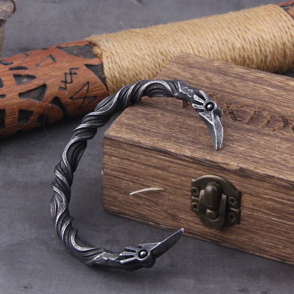Viking Raven Cuff Bracelet in 316L Stainless Steel