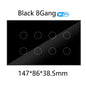 WiFi Smart Touch Glass Wall Light Switch — 8 Gang or 10 Gang (147 x 86 x 38.5 mm / 5.79 x 3.39 x 1.52 in) — Tuya/Smart Life, Alexa & Google Home