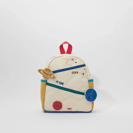 Planet Print Kids Canvas Backpack for Ages 4-6 — Kindergarten School Bag, Unisex