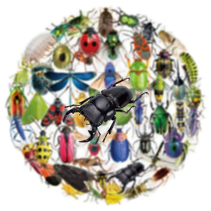 50/100PCS Transparent PET Animal Stationery Stickers Cartoon Creative Insect Pattern DIY Notebook Reward Stickers