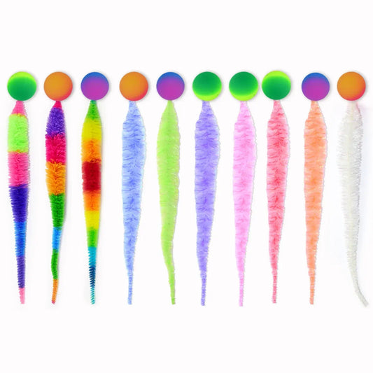 Interactive Cat Toy Colorful Bouncing Caterpillar Teaser Ball for Indoor Cats