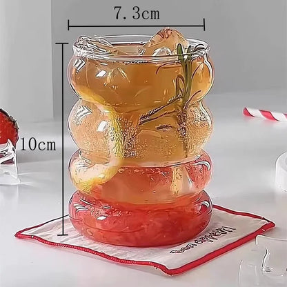 Retro Ribbed Glass Cup – Clear Corrugated Mug for Coffee, Tea & Juice