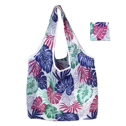 Foldable Reusable Grocery Tote Bag, Lemon Print Eco-Friendly Travel & Beach Pouch