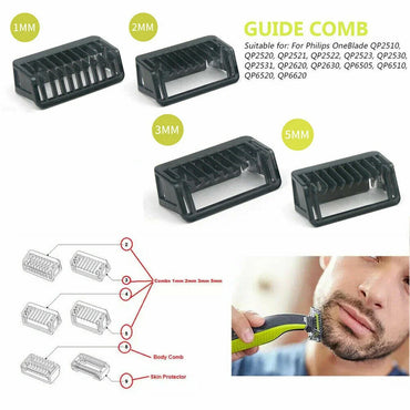 1/2/3/5mm Replacement Trimmer Guide Comb Attachment for One-Blade Style Electric Shavers - Beard & Face Grooming