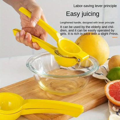 Aluminum Lemon Squeezer Manual Citrus Juicer Handheld Lemon Press – Portable Yellow