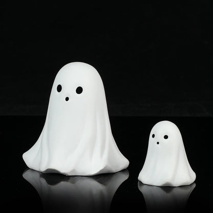 2 Pcs Halloween Decor Indoor-Ghost in Abs Resin Cloche-Cute Ghost for HomeTabletop Party Decor  Holiday Decorations outdoor