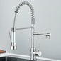 Pull-Down Spring Kitchen Faucet Single Lever Mixer Retractable Dual Spout Hot & Cold Stainless Steel