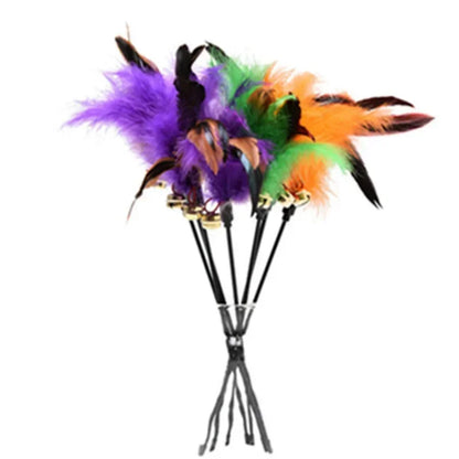 2-Pack Feather Wand for Cats with Bell — Interactive Cat Teaser Toy