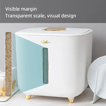 Airtight Pest-Proof Rice & Grain Storage Container — 5 kg / 10 kg (11 lb / 22 lb) Moisture-Proof Kitchen Bin with Double Silicone Seal, Pet Food Dispenser