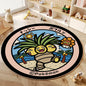 VIKAMA Cartoon Round Carpet Gaming Computer Chair Floor Mat Girly Room Mat Bedroom Carpet Stain Resistant Home Decoration