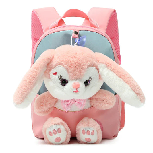Plush 3D Rabbit Kids Backpack – Cute Bow Tie Cartoon Preschool & Kindergarten School Bag
