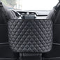 Leather Car Seat Middle Hanger Organizer – Large Capacity Between-Seats Handbag Holder with Tissue & Cup Pockets