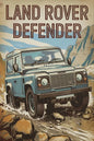 L-and-R-over Defender 90 Offroad Poster Classic Retro Automotive Poster Canvas Prints Classic Off-road Vehicle Aesthetic Print