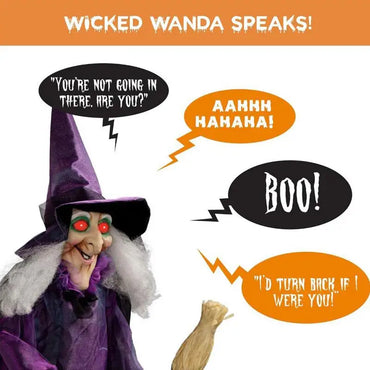 Halloween Decorations Props Life Size Animatronic Witch Sound Activated Screaming Glowing Eyes for Haunted House Party Supplies