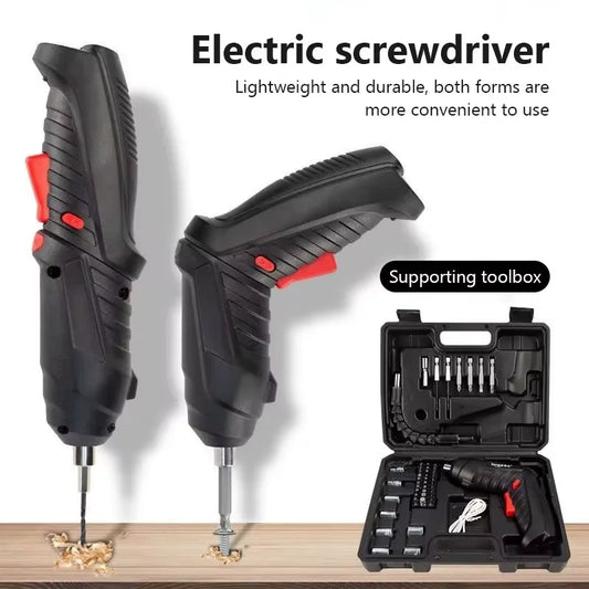 3.6V Rechargeable Cordless Electric Screwdriver Set – 1800mAh USB Mini Power Drill with LED Light for Home DIY