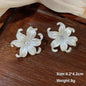 White Flower & Butterfly Dangle Earrings – Acrylic Pearl Heart Jewelry
