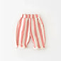 Unisex Toddler Striped Cotton Pants with Pockets – Elastic Waist Casual Kids Trousers