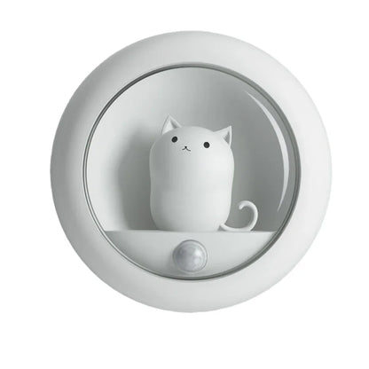 Smart LED Night Light Creative Cat Motion Sensor USB Rechargeable Lamp Decor Cabinet Wall Hanging Lamp for Kid Bedroom Cute