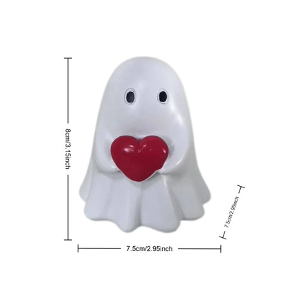 1 Cute Heart-Shaped Ghost Ornament, Halloween-Themed Adorable Design, Great for Decorating Home Desks and Creating a Festive Atmosphere