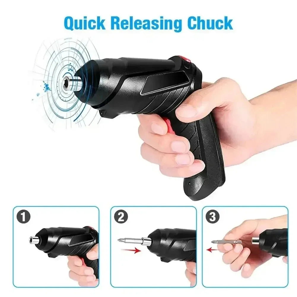 Cordless 47-in-1 Electric Screwdriver — 90° Rotating Head, Rechargeable with LED Light for Home & Office DIY Repairs