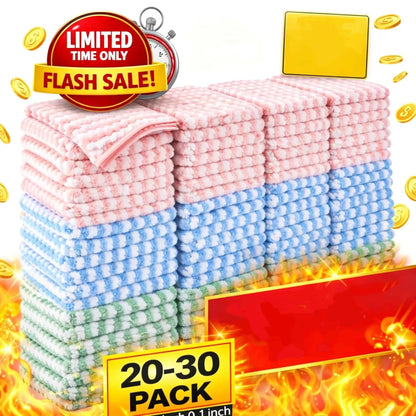30-pack Non-stick, Sewage-resistant, Corrugated Microfiber Kitchen Cloths - Household Cleaning Cloths