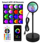 Sunset LED Projection Lamp — USB RGB Night Light, App & Remote Controlled Room Decor for Photography, Parties & Birthdays