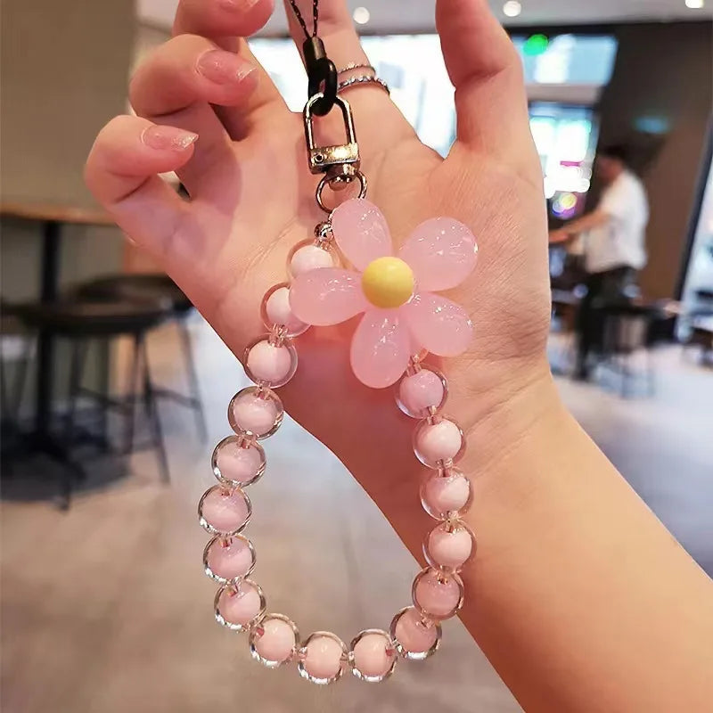 Colorful Macaron Bead Phone Lanyard Wrist Strap - Anti-Lost Short Handheld Mobile Chain for Women