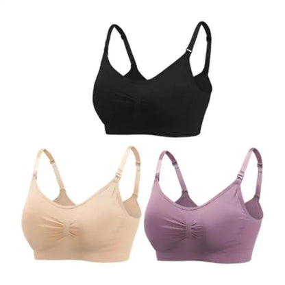 3-Pack Seamless Maternity Nursing Bras – Wireless Breathable Nursing Bra with Removable Pads & Front/Back Closure