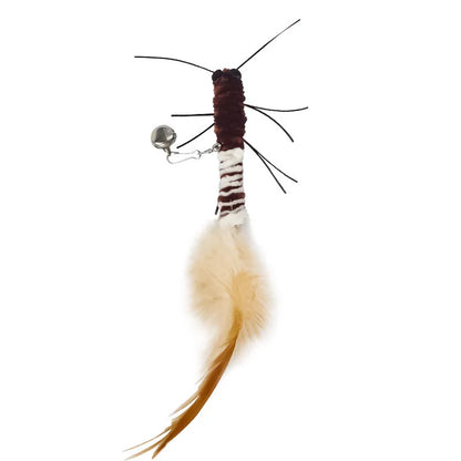 Dragonfly Feather Cat Teaser Toy with Detachable Wand and Bell, Interactive Cat Toy