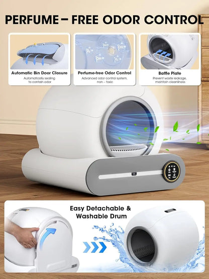 65L Automatic Self-Cleaning Enclosed Cat Litter Box with App Control & Ionic Deodorizer