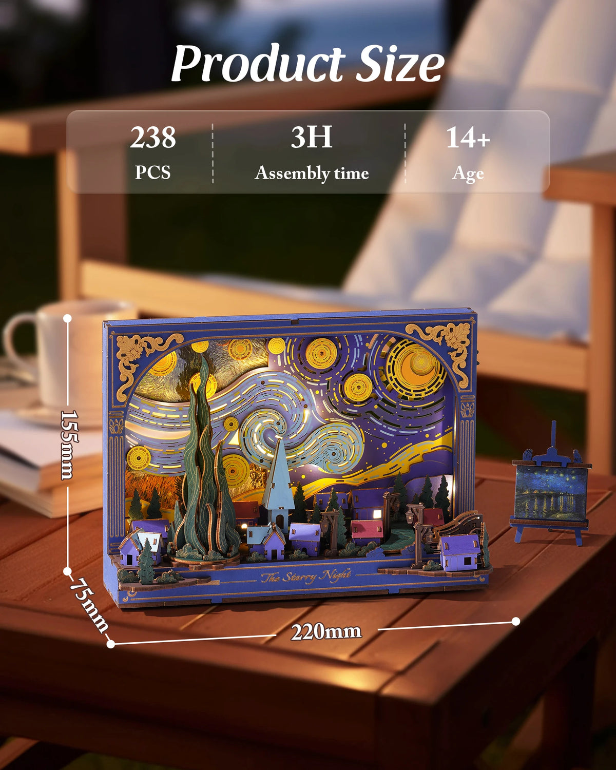 ROKR Starry Night 3D Wooden Puzzle – Van Gogh DIY Craft Kit Wall Art (238 Pieces)
