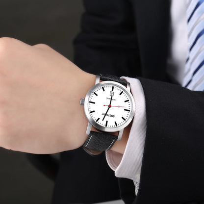 BERNY AM038M Automatic Watch with Leather Strap and Calendar