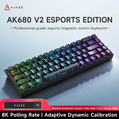 68‑Key 60% Magnetic Switch Mechanical Gaming Keyboard – Hot‑Swappable, 0.01mm Rapid Trigger, RGB Backlight, Wired USB