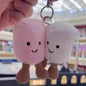 Cute Plush Cotton Cat Candy Two-Tone Soft Keychain Croissant & Cherry Charms