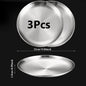 3-Piece Stainless Steel Round Shallow Plates Set – Rust-Resistant Camping, BBQ & Picnic Dishes (14–30 cm / 5.5–11.8 in)