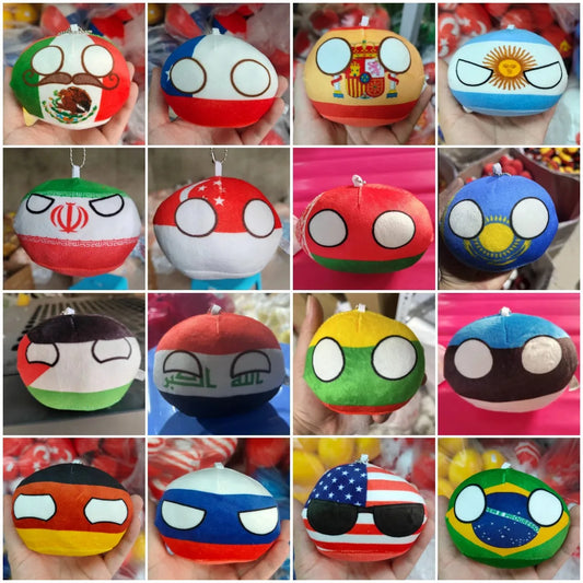 Polandball Countryball Plush Keychain 10 cm (3.9 in) 70 Designs Country Ball Pendant Stuffed Toy for Kids