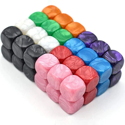 10pcs/set  Rounded Corner Dice Pearl Pattern Blank Glossy Dice DIY Game Accessories 16mm