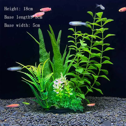 Artificial Aquarium Plants – Plastic Underwater Green Shrubs with Resin Base, Fish Tank Decoration