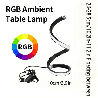 LED Spiral Table Lamp - Modern USB Dimmable Desk & Bedroom Light with 3-Speed Push Button