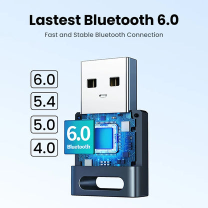 USB Bluetooth 6.0 Adapter Dongle for PC Windows 11/10/8.1 - Receiver & Transmitter for Keyboard & Mouse