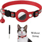 Adjustable Reflective Cat Collar with Tracker Case & Bell — Protective PU Holder for Bluetooth GPS Trackers, 22–34 cm (8.7–13.4 in)