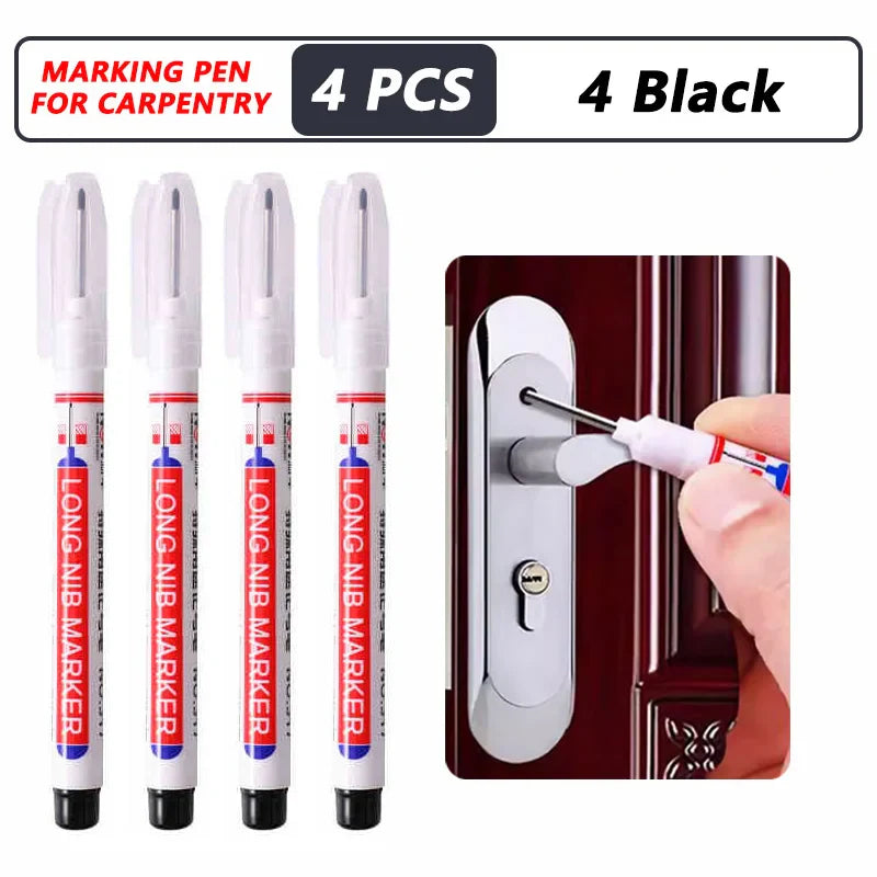 20mm Deep-Reach Long Nib Marker Pen for Wood & Metal — Waterproof Carpenter Marking Pen, 13.7cm (5.4in), Multi-Pack (1–40 pcs)
