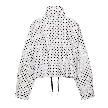 Polka Dot Short Coat for Women - Long Sleeve Casual Office Jacket, Elegant High Street Outerwear