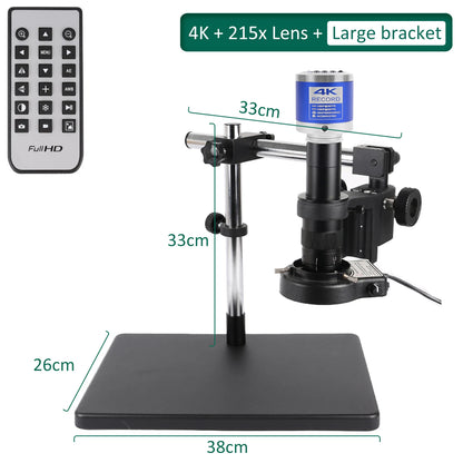 YIZHAN 215X 4K HD Digital Microscope Imx415 HDMI Camera USB-C Output Zoom Lens Remote Control Computer Software Optional Base